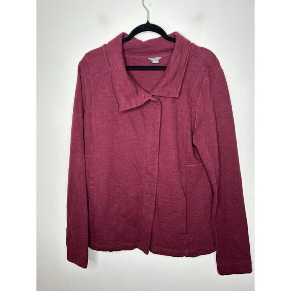 Eddie Bauer Women’s Red Maroon Full Zip Long Sleeve Pockets Jacket Size Large - Picture 1 of 9